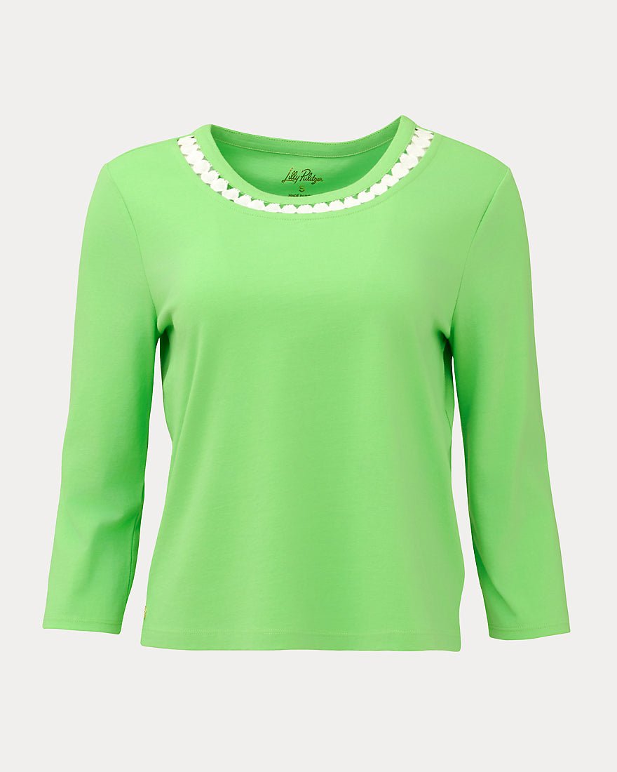 Lilly Pulitzer - Clairmont Three Quarter Sleeved Trimmed Knit Top - Resort White