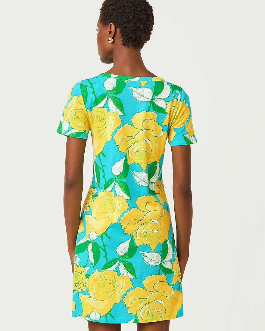 Lilly Pulitzer - Cody Short Sleeve Dress - Blue Curacao Rose Bud