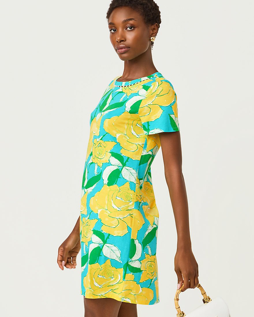 Lilly Pulitzer - Cody Short Sleeve Dress - Blue Curacao Rose Bud