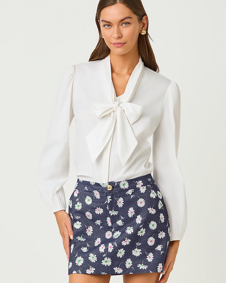 Lilly Pulitzer - Colette Mini Skort - Low Tide Navy Petal Toss Metallic Jacquard