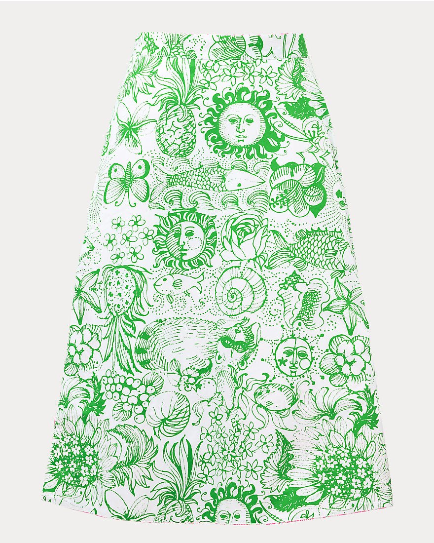 Lilly Pulitzer - Constance Reversible Midi Skirt - Putting Green Fleur De Lilly