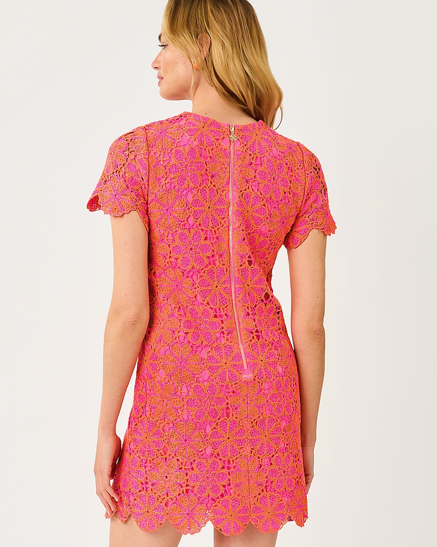 Lilly Pulitzer - Cortney Crochet Shift Dress - Cherry Blossom Pink X Sunset Orange Full Bloom