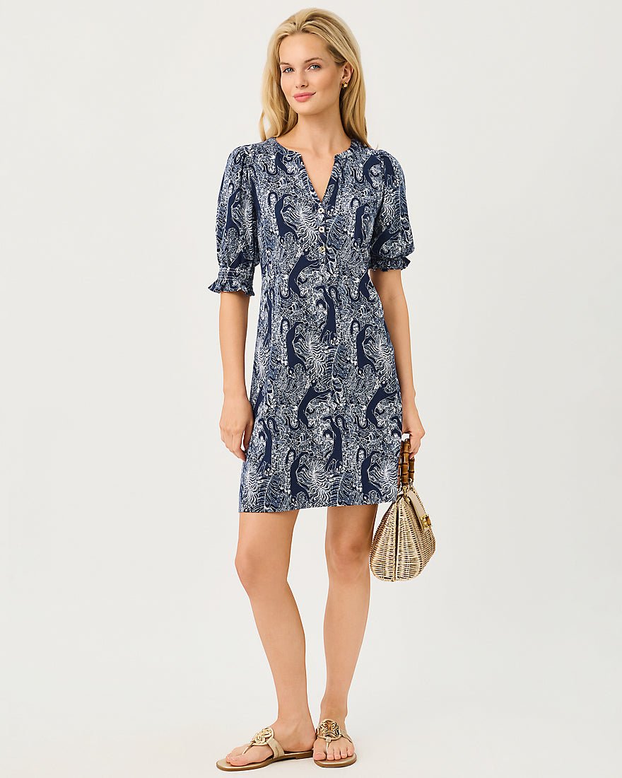 Lilly Pulitzer - Delsie Dress - Low Tide Navy Lil Palm Prowl