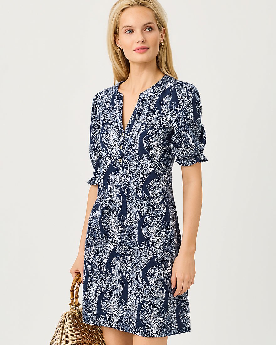 Lilly Pulitzer - Delsie Dress - Low Tide Navy Lil Palm Prowl