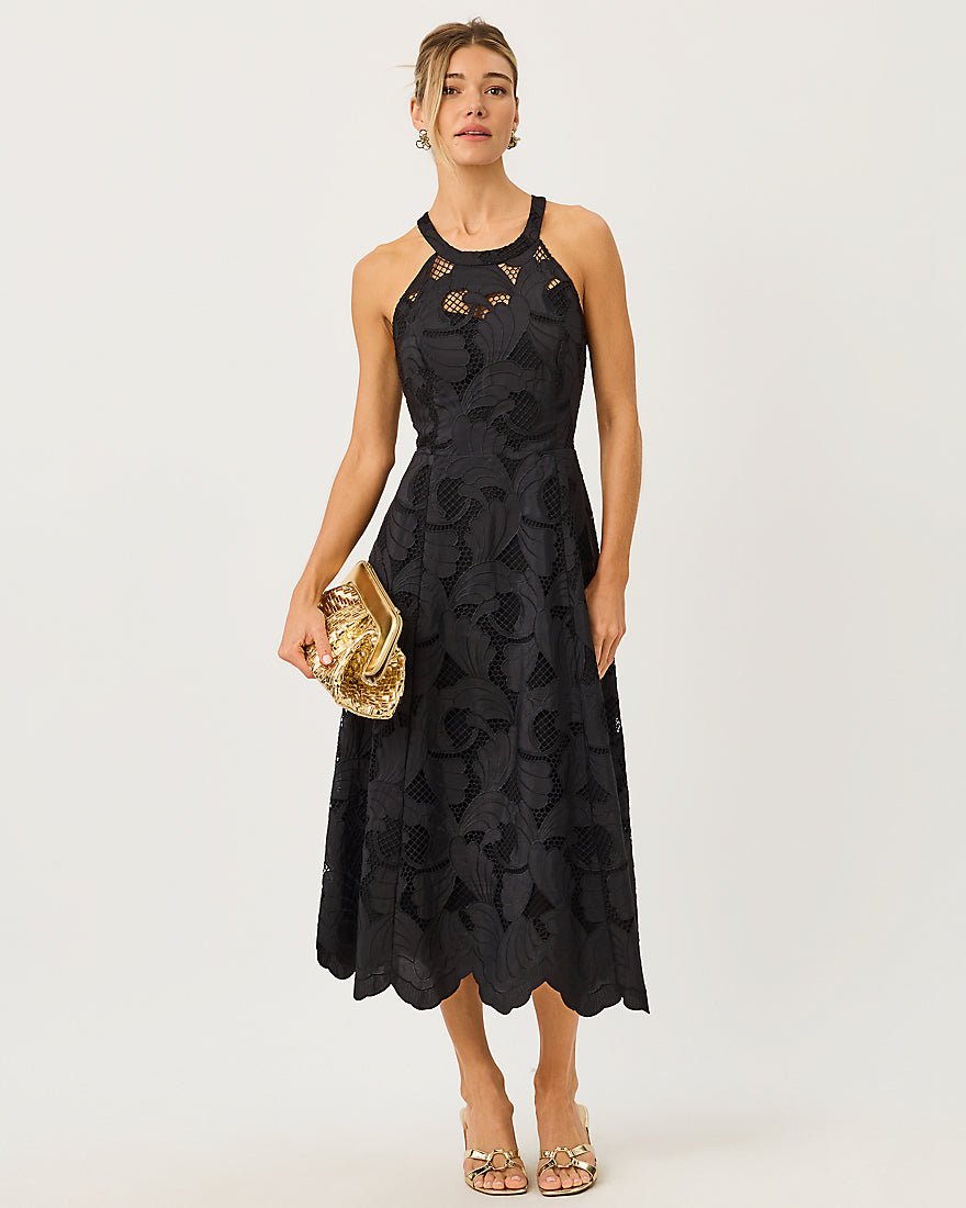 Lilly Pulitzer - Denise Lace Midi Dress - Noir Sway With Me Scalloped Lace
