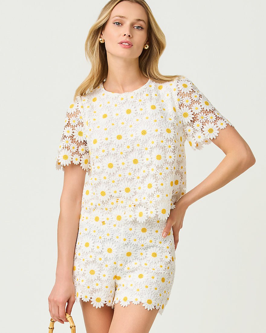 Lilly Pulitzer - Devra Lace Short - Resort White Fresh As A Daisy Lace