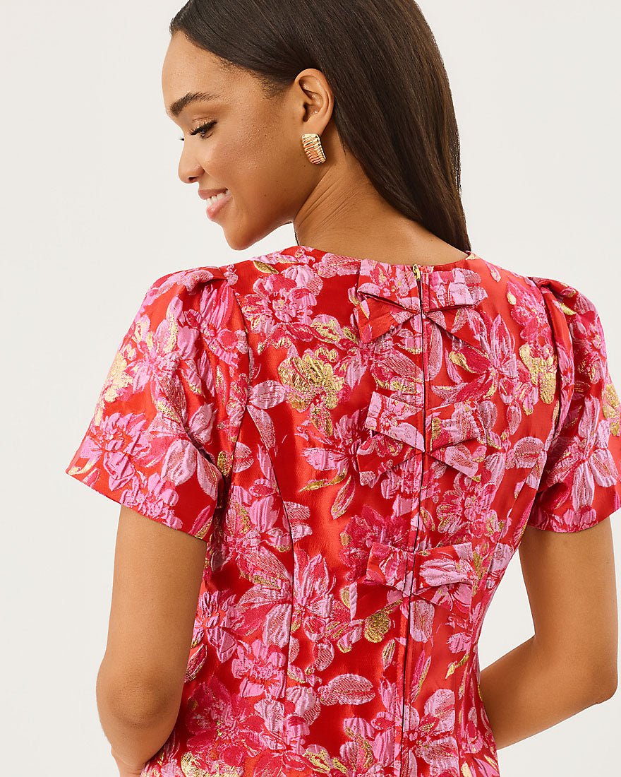 Lilly Pulitzer - Dover Short Sleeve Shift Dress - Brunch Punch Juicy Story Brocade