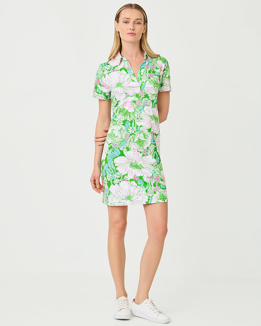 Lilly Pulitzer - Dune Upf 50 Plus Short Sleeve Dress - Putting Green Poppyland