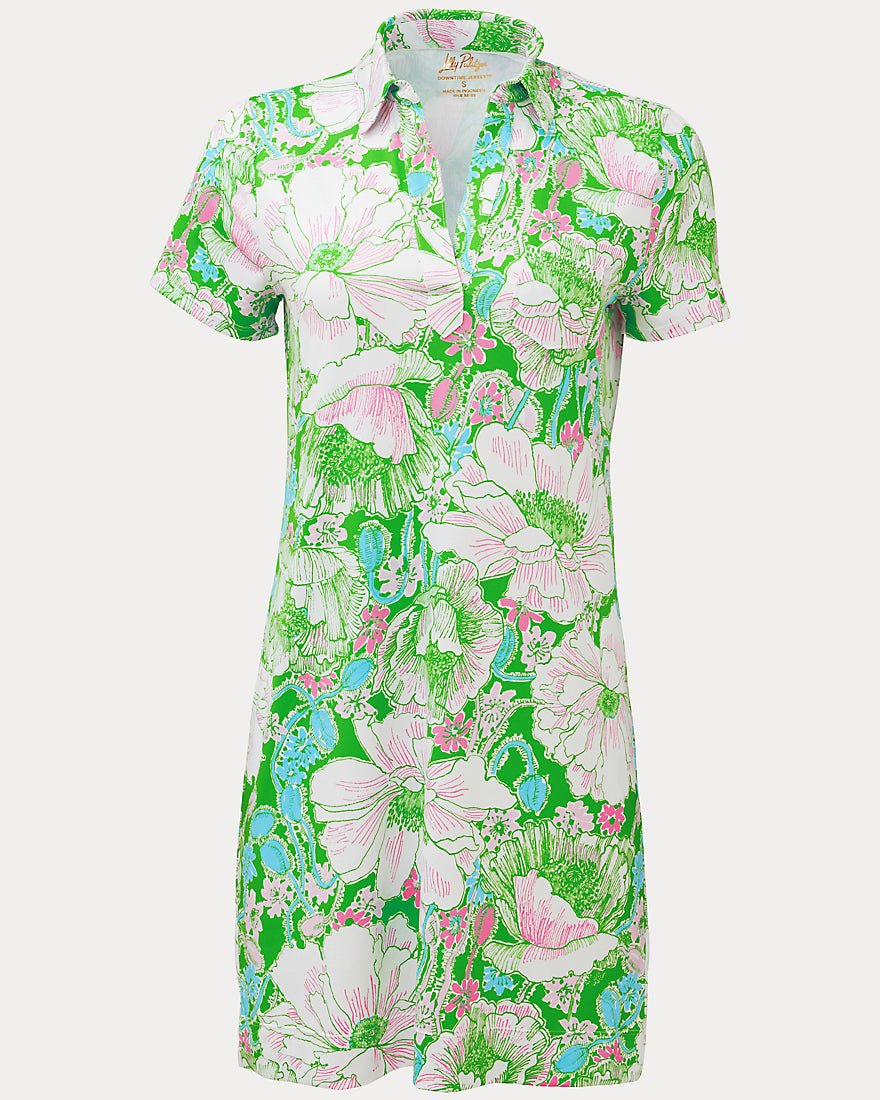 Lilly Pulitzer - Dune Upf 50 Plus Short Sleeve Dress - Putting Green Poppyland