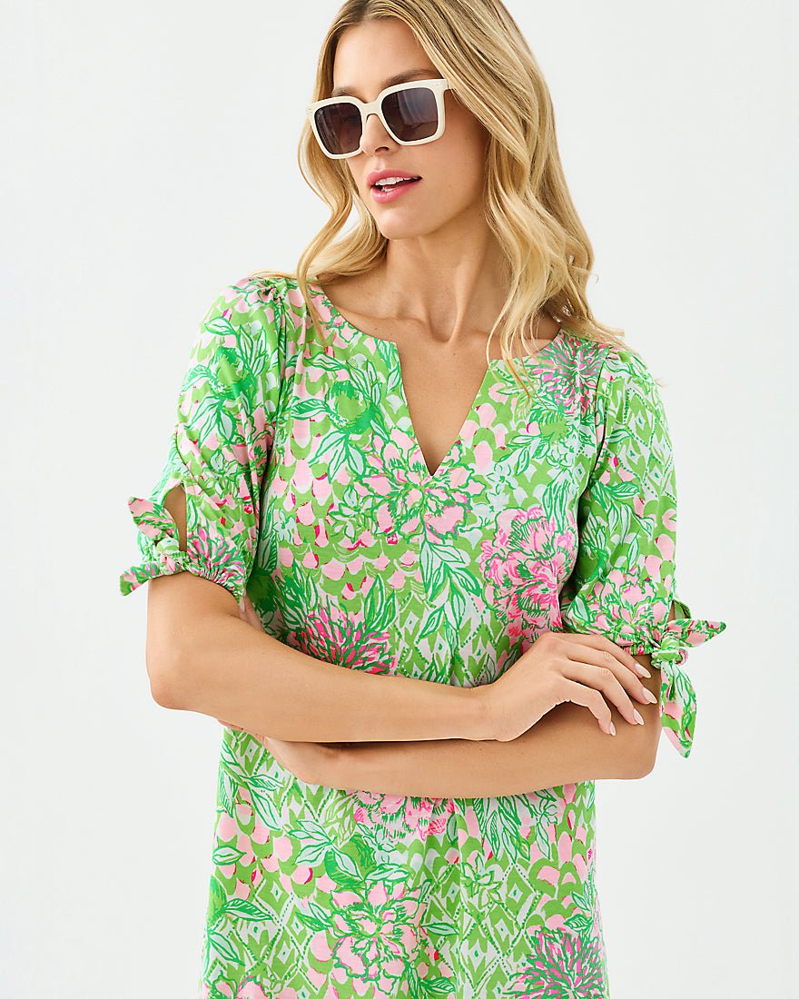 Lilly Pulitzer - Easley Short Sleeve Dress - Fauna Green Lime Feeling Good