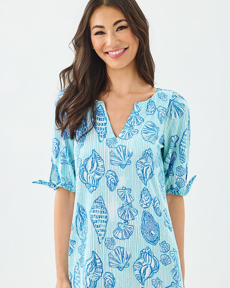 Lilly Pulitzer - Easley Short Sleeve Dress - Fresh Water Blue Cool As Shell