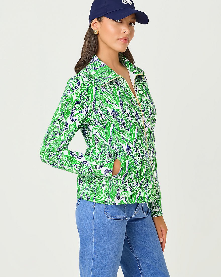 Lilly Pulitzer - Eleni Zip - Up Upf 50 Plus - Putting Green Lilly Of The Valley