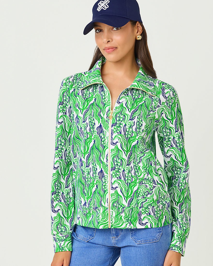 Lilly Pulitzer - Eleni Zip - Up Upf 50 Plus - Putting Green Lilly Of The Valley