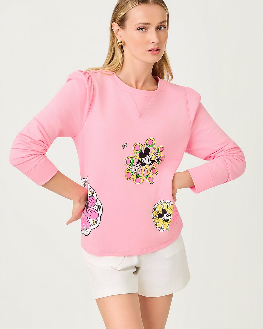 Lilly Pulitzer - Elmaria Puff Sleeve Sweatshirt - Conch Shell Pink Throwback Disney Graphic