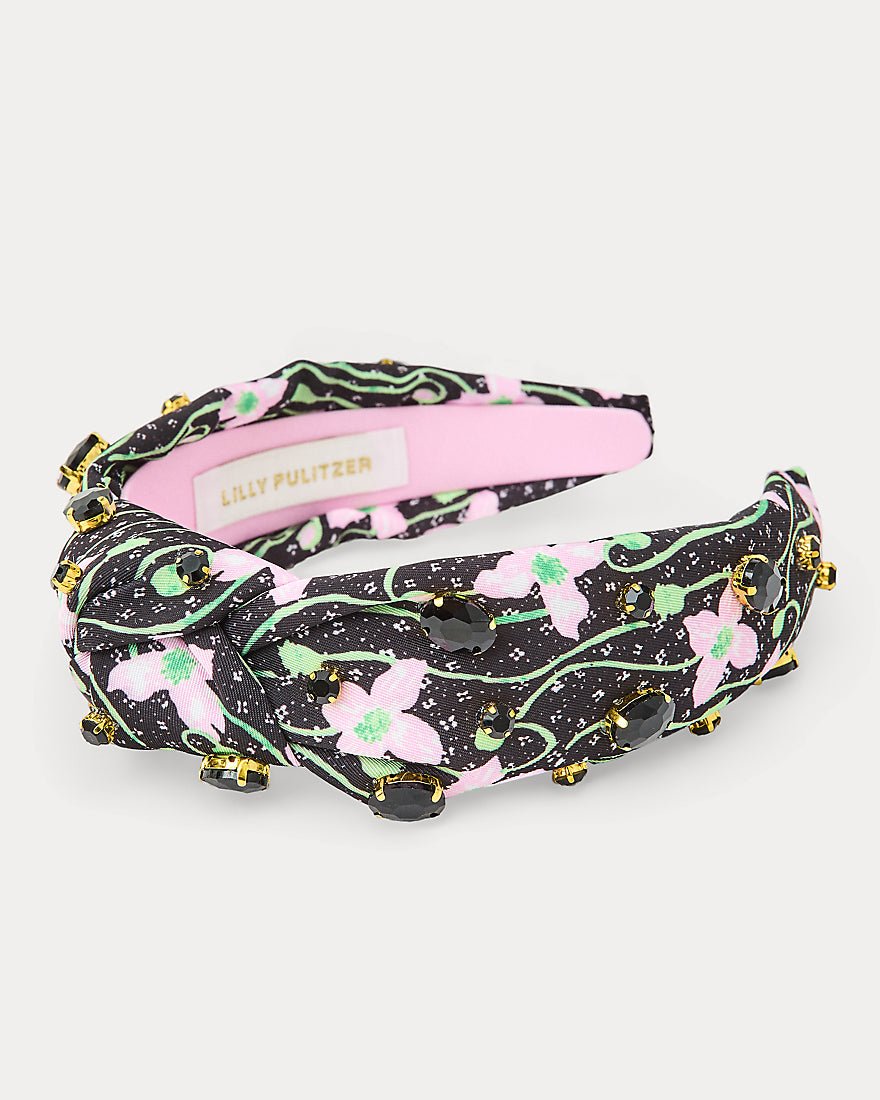 Lilly Pulitzer - Embellished Slim Knot Headband - Onyx Blushing Blooms