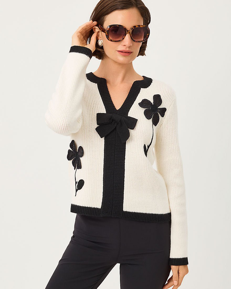 Lilly Pulitzer - Esmeralda Sweater - Coconut Fancy Fleur Applique