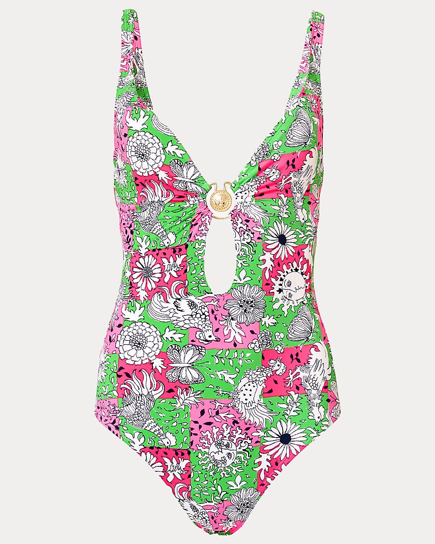 Lilly Pulitzer - Ester One Piece Swimsuit - Cherry Blossom Pink Lil Chicken Check