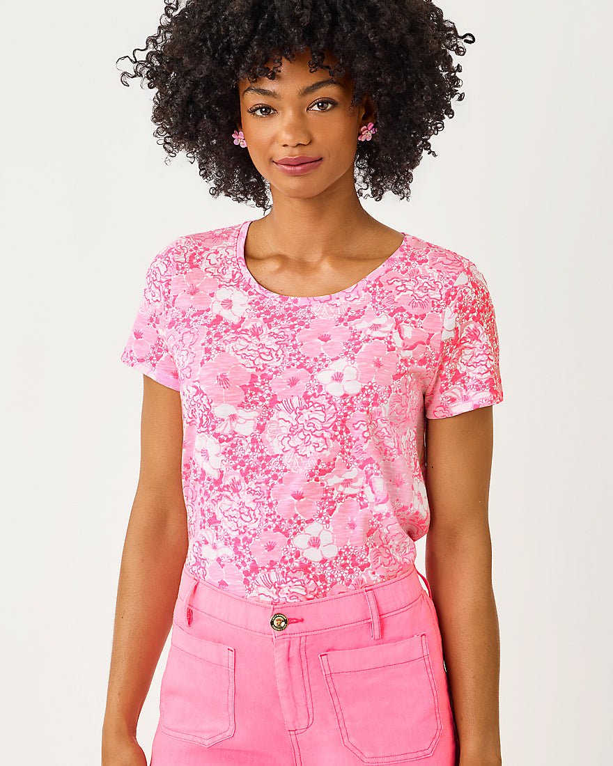 Lilly Pulitzer - Etta Scoop Neck Top - Conch Shell Pink Burst Of Joy