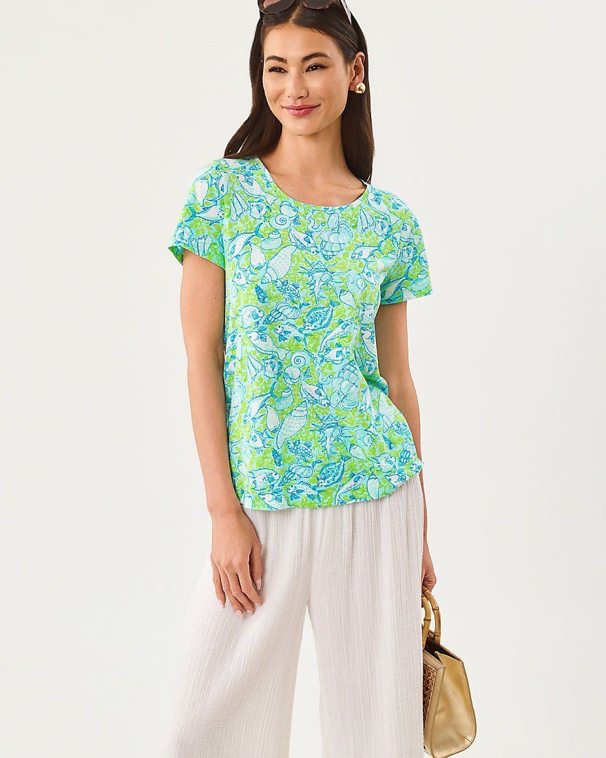 Lilly Pulitzer - Etta Scoop Neck Top - Day Dream Blue Throw Me A Line