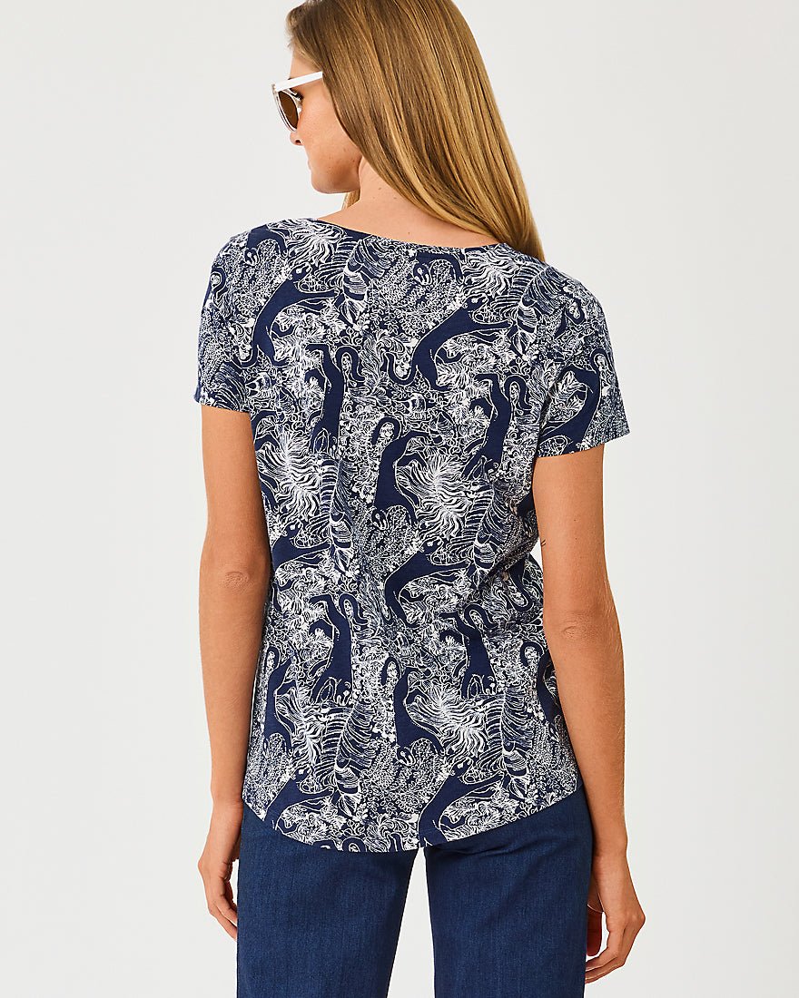 Lilly Pulitzer - Etta Scoop Neck Top - Low Tide Navy Lil Palm Prowl