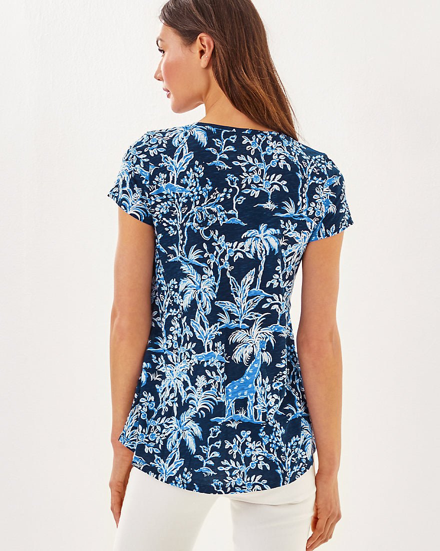 Lilly Pulitzer - Etta Scoop Neck Top - Low Tide Navy Tall Tales