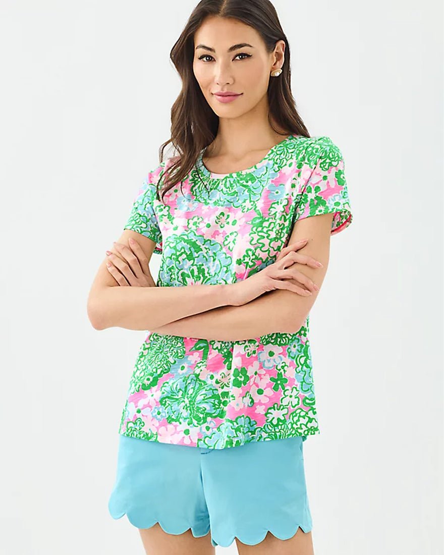 Lilly Pulitzer - Etta Scoop Neck Top - Multi Plumes In Bloom