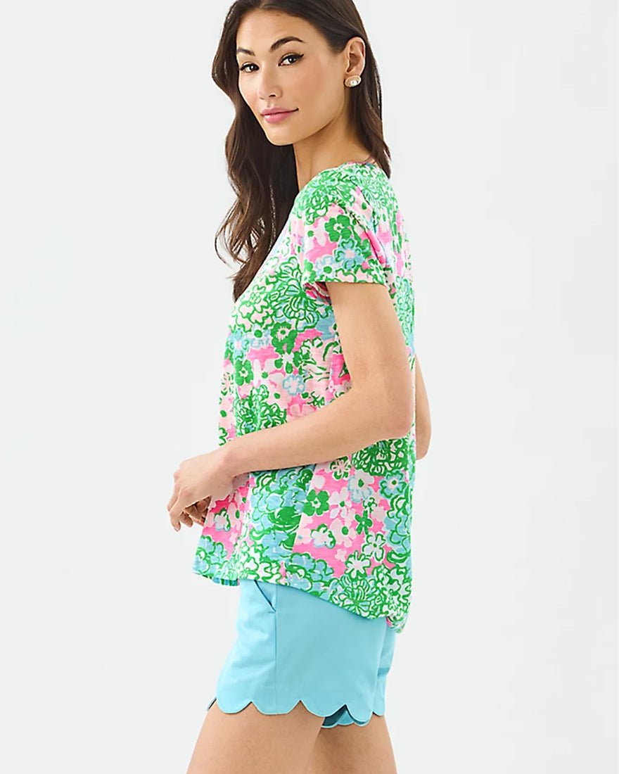 Lilly Pulitzer - Etta Scoop Neck Top - Multi Plumes In Bloom