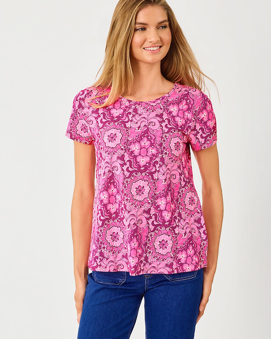 Lilly Pulitzer - Etta Scoop Neck Top - Pink Aster The Casbah Allover