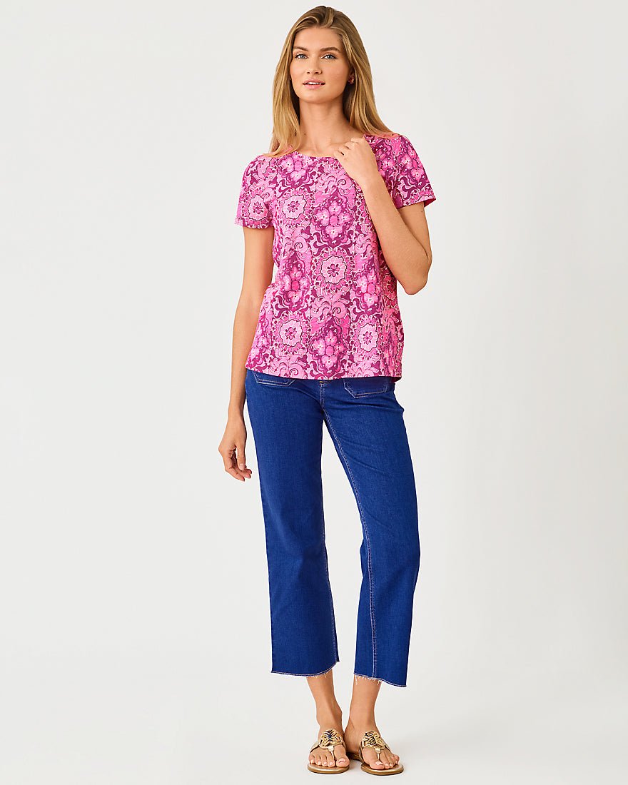 Lilly Pulitzer - Etta Scoop Neck Top - Pink Aster The Casbah Allover
