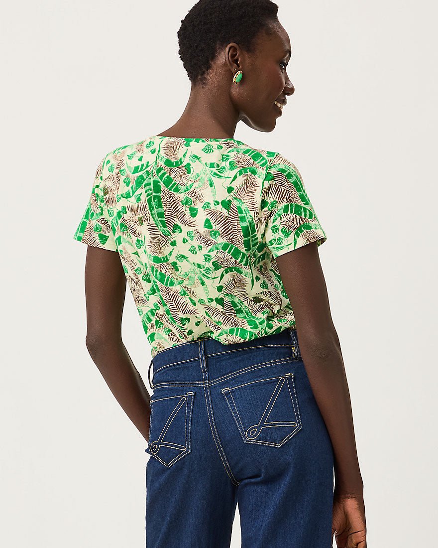 Lilly Pulitzer - Etta Scoop Neck Top - Vanilla Spice Hide And Leaf