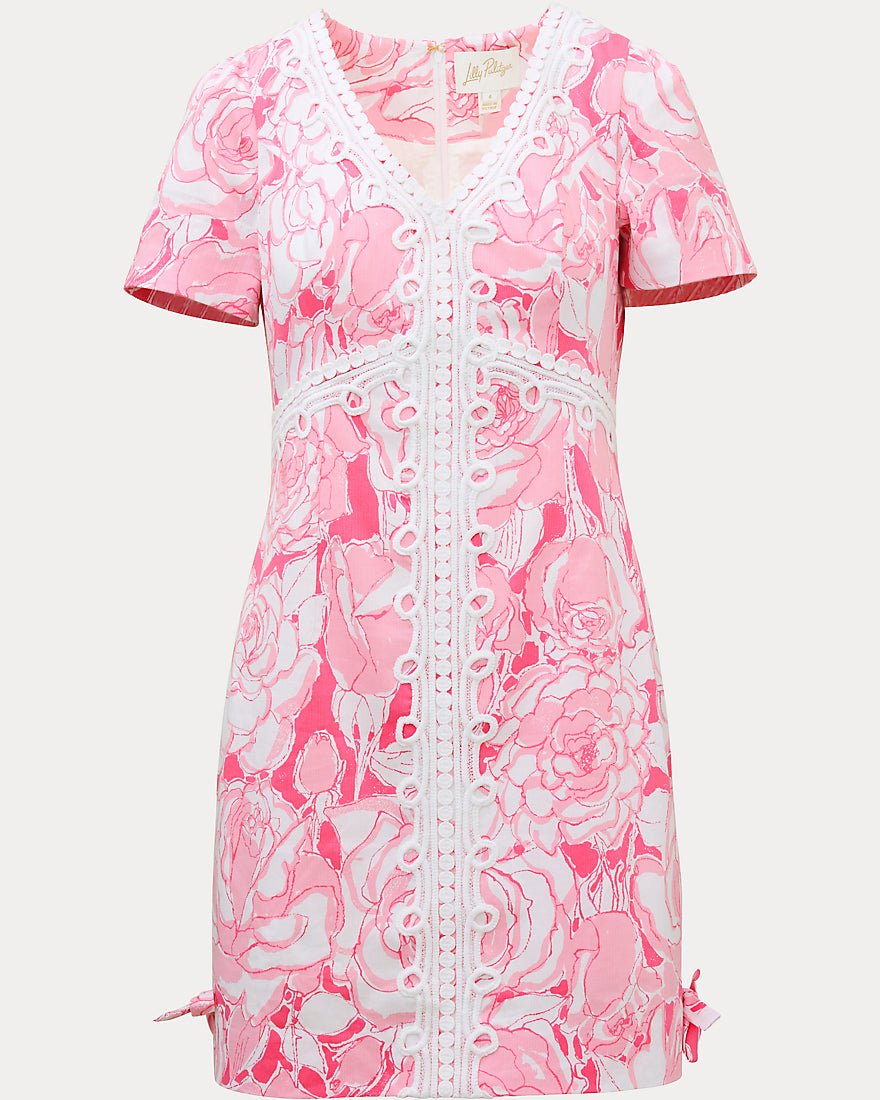 Lilly Pulitzer - Evita Short Sleeve Stretch Shift Dress - Confetti Pink Rosanna