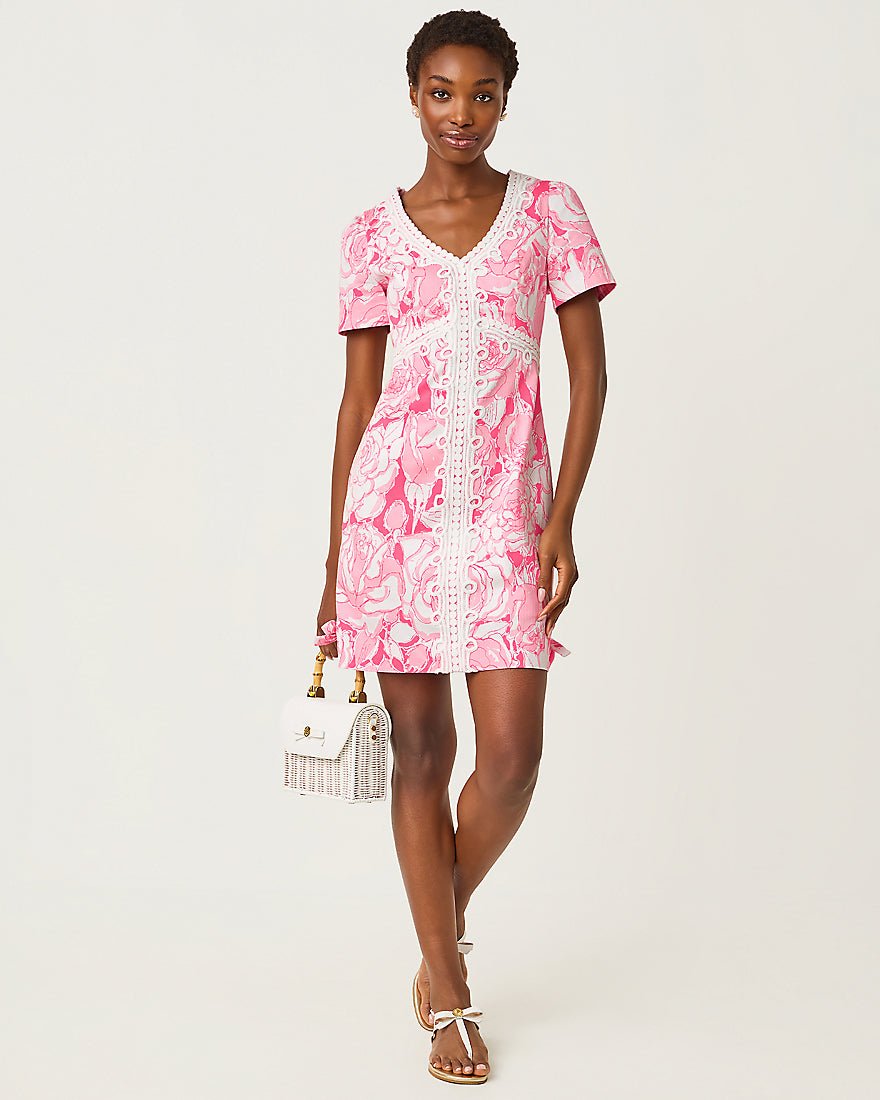 Lilly Pulitzer - Evita Short Sleeve Stretch Shift Dress - Confetti Pink Rosanna