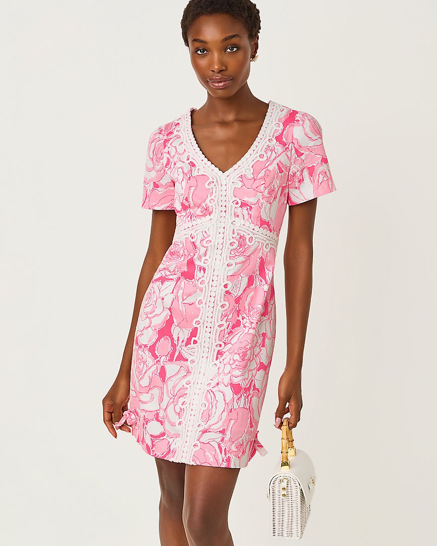 Lilly Pulitzer - Evita Short Sleeve Stretch Shift Dress - Confetti Pink Rosanna