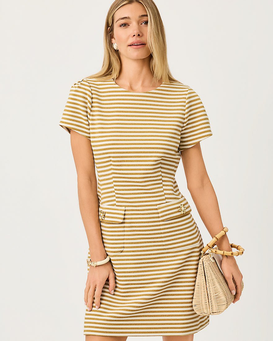 Lilly Pulitzer - Fallon Dress - Gold Metallic Ottoman Stripe