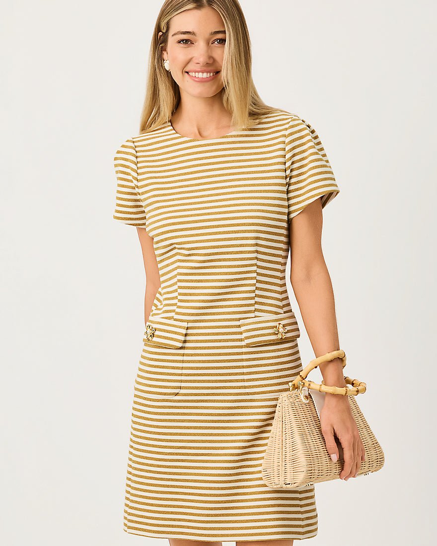 Lilly Pulitzer - Fallon Dress - Gold Metallic Ottoman Stripe