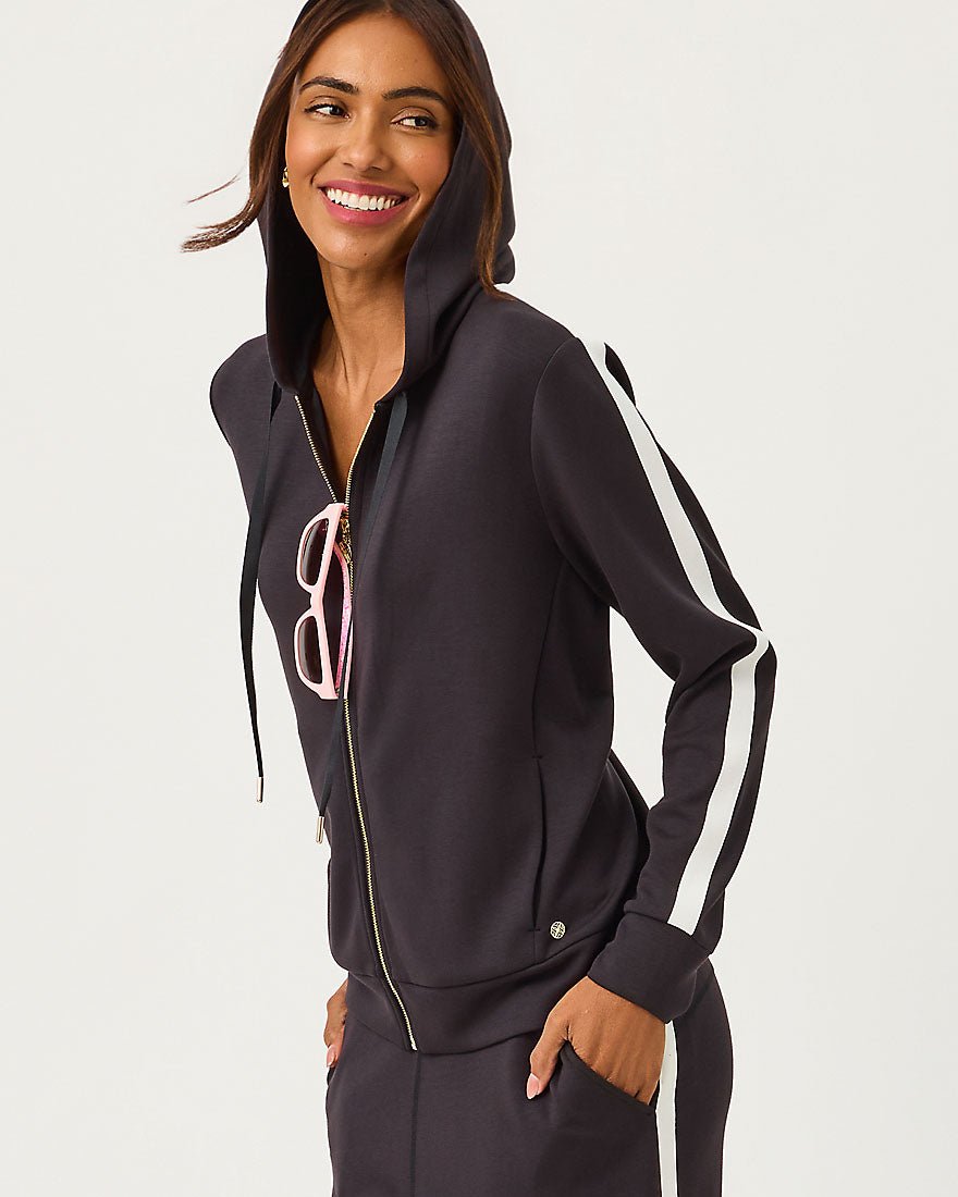Lilly Pulitzer - Fenella Zip Up Hoodie Upf 50 Plus - Noir