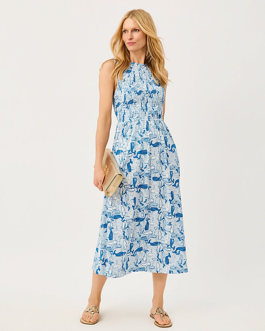 Lilly Pulitzer - Finnley Midi Dress - Nassau Blue Thar She Blows