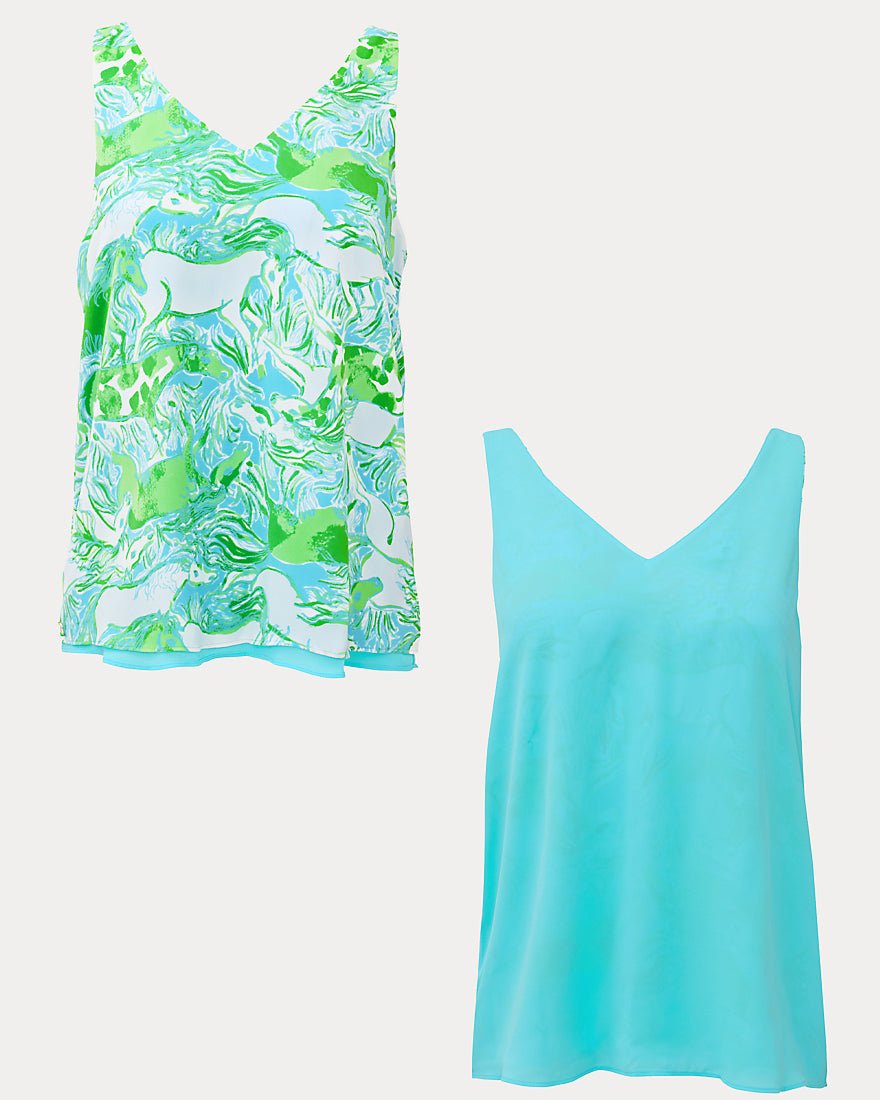 Lilly Pulitzer - Florin Straight Hem Top - Capri Blue Galloping Gals