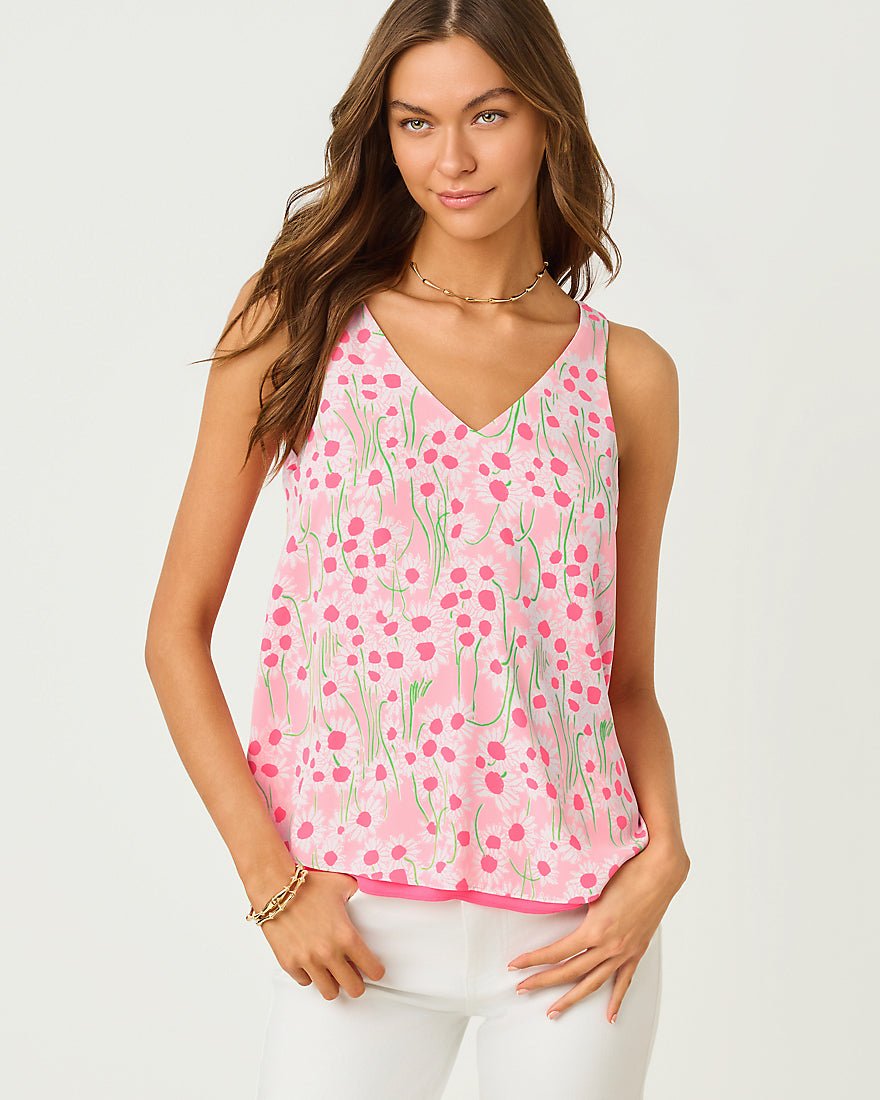 Lilly Pulitzer - Florin Straight Hem Top - Conch Shell Pink Lil Sunny Daisies