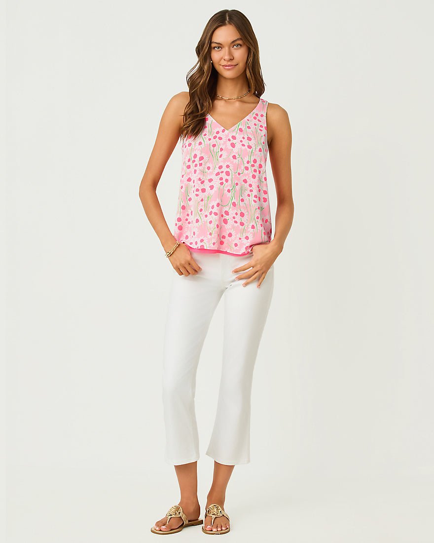 Lilly Pulitzer - Florin Straight Hem Top - Conch Shell Pink Lil Sunny Daisies