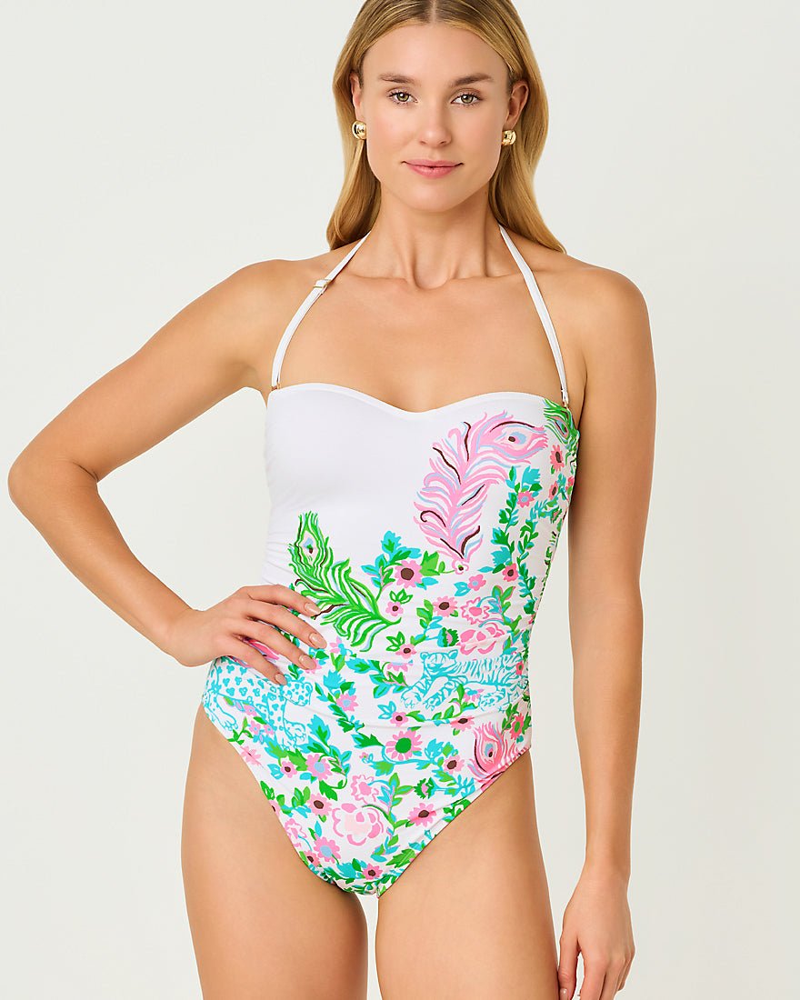 Lilly Pulitzer - Ginnie One Piece Swimsuit - Resort White Royal Zoo