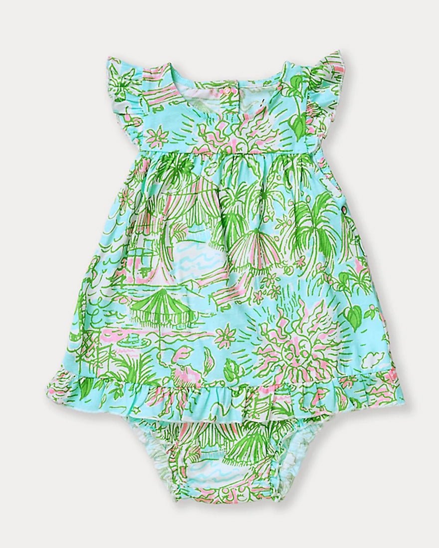 Lilly Pulitzer - Girls Cecily Infant Dress - Fresh Water Blue Sunbathers Bliss