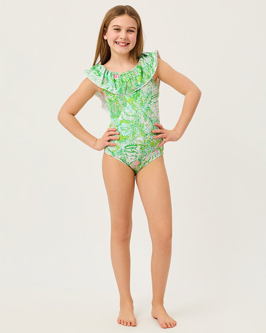 Lilly Pulitzer - Girls Fallon Swimsuit - Resort White Ship To Shore
