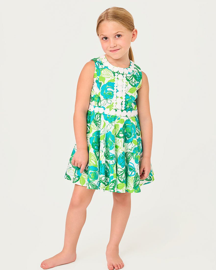 Lilly Pulitzer - Girls Idala Dress - Resort White Monarch Rose