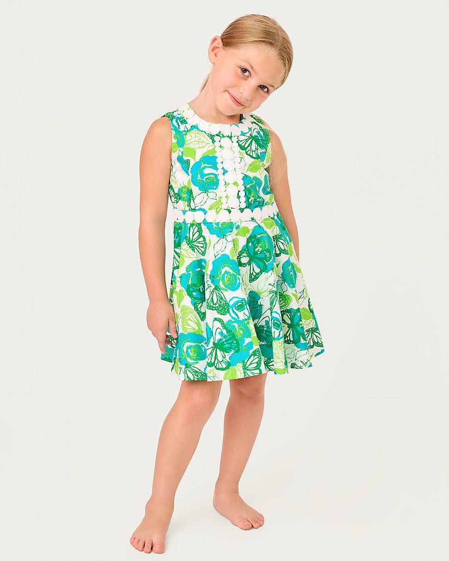 Lilly Pulitzer - Girls Idala Dress - Resort White Monarch Rose