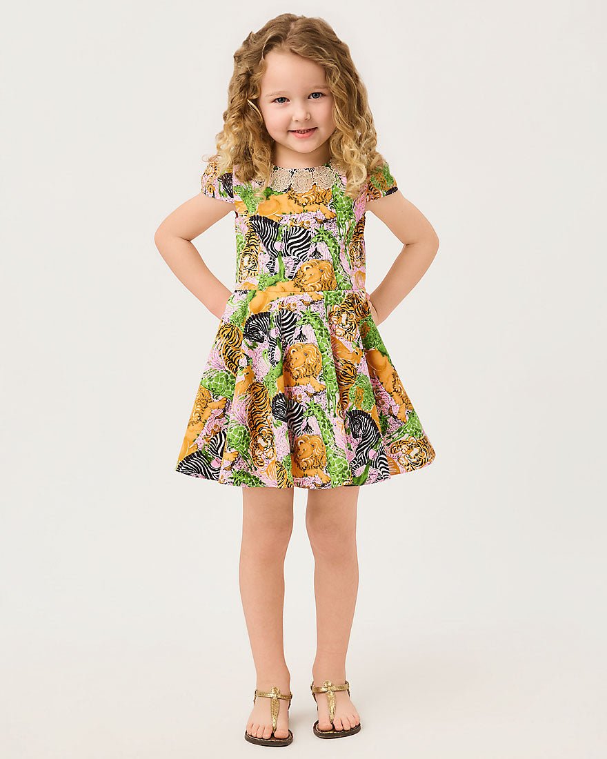 Lilly Pulitzer - Girls Idala Short Sleeved Dress - Multi Lillys Zoo