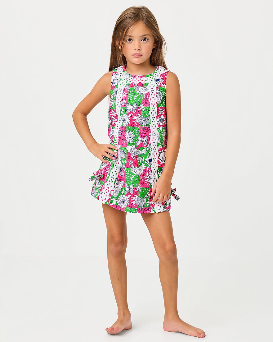 Lilly Pulitzer - Girls Little Lilly Classic Shift Dress - Cherry Blossom Pink Lil Chicken Check