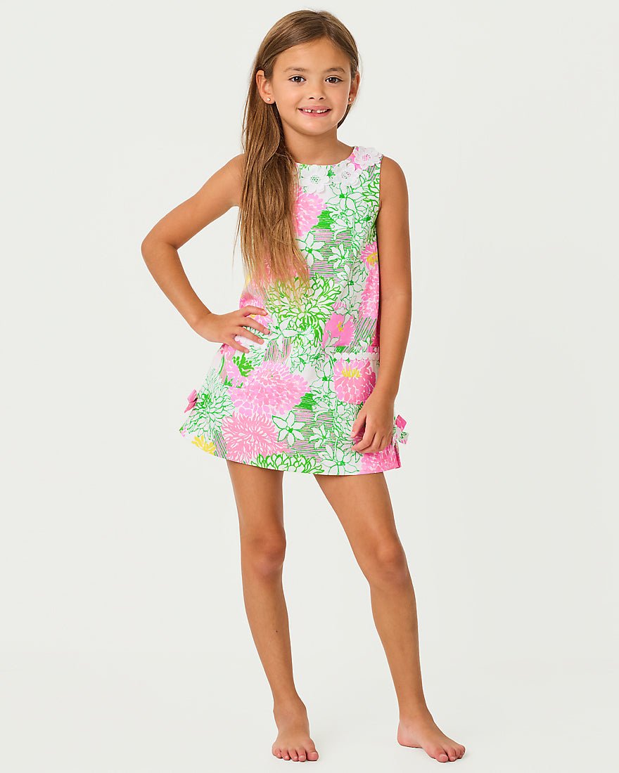 Lilly Pulitzer - Girls Little Lilly Classic Shift Dress - Resort White Mum Patch