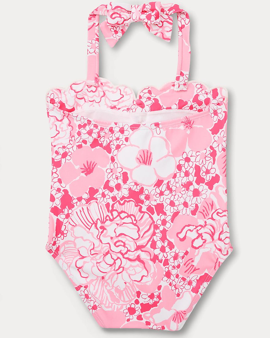 Lilly Pulitzer - Girls Maddie Flower Swimsuit - Conch Shell Pink Burst Of Joy
