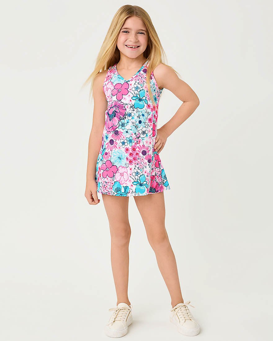 Lilly Pulitzer - Girls Mini Bacio Active Dress Upf 50 Plus - Resort White In All Her Glory